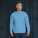Product name: Recursia Modern Moiré V Men's Sweatshirt In Blue. Keywords: Athlesisure Wear, Clothing, Men's Athlesisure, Men's Clothing, Men's Sweatshirt, Men's Tops, Print: Modern Moiré