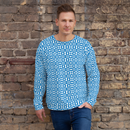 Product name: Recursia Modern Moiré V Men's Sweatshirt In Blue. Keywords: Athlesisure Wear, Clothing, Men's Athlesisure, Men's Clothing, Men's Sweatshirt, Men's Tops, Print: Modern Moiré