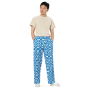 Product name: Recursia Modern Moiré III Men's Wide Leg Pants In Blue. Keywords: Men's Clothing, Men's Wide Leg Pants, Print: Modern Moiré