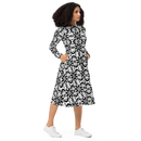 Product name: Recursia Modern Moiré II Long Sleeve Midi Dress. Keywords: Clothing, Long Sleeve Midi Dress, Print: Modern Moiré, Women's Clothing