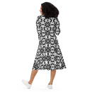 Product name: Recursia Modern Moiré II Long Sleeve Midi Dress. Keywords: Clothing, Long Sleeve Midi Dress, Print: Modern Moiré, Women's Clothing