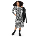 Product name: Recursia Modern Moiré II Long Sleeve Midi Dress. Keywords: Clothing, Long Sleeve Midi Dress, Print: Modern Moiré, Women's Clothing