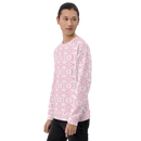 Product name: Recursia Modern Moiré VI Men's Sweatshirt In Pink. Keywords: Athlesisure Wear, Clothing, Men's Athlesisure, Men's Clothing, Men's Sweatshirt, Men's Tops, Print: Modern Moiré