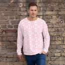 Product name: Recursia Modern Moiré VI Men's Sweatshirt In Pink. Keywords: Athlesisure Wear, Clothing, Men's Athlesisure, Men's Clothing, Men's Sweatshirt, Men's Tops, Print: Modern Moiré