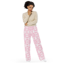 Product name: Recursia Modern Moiré II Women's Wide Leg Pants In Pink. Keywords: Print: Modern Moiré, Women's Wide Leg Pants