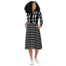 Product name: Recursia Modern Moiré IV Long Sleeve Midi Dress. Keywords: Clothing, Long Sleeve Midi Dress, Print: Modern Moiré, Women's Clothing