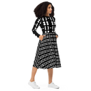 Product name: Recursia Modern Moiré IV Long Sleeve Midi Dress. Keywords: Clothing, Long Sleeve Midi Dress, Print: Modern Moiré, Women's Clothing