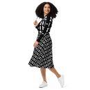 Product name: Recursia Modern Moiré IV Long Sleeve Midi Dress. Keywords: Clothing, Long Sleeve Midi Dress, Print: Modern Moiré, Women's Clothing