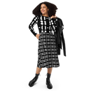 Product name: Recursia Modern Moiré IV Long Sleeve Midi Dress. Keywords: Clothing, Long Sleeve Midi Dress, Print: Modern Moiré, Women's Clothing