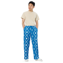 Product name: Recursia Modern Moiré I Men's Wide Leg Pants In Blue. Keywords: Men's Clothing, Men's Wide Leg Pants, Print: Modern Moiré