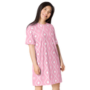 Product name: Recursia Modern Moiré I T-Shirt Dress In Pink. Keywords: Clothing, Print: Modern Moiré, T-Shirt Dress, Women's Clothing