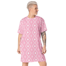 Product name: Recursia Modern Moiré I T-Shirt Dress In Pink. Keywords: Clothing, Print: Modern Moiré, T-Shirt Dress, Women's Clothing