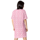 Product name: Recursia Modern Moiré I T-Shirt Dress In Pink. Keywords: Clothing, Print: Modern Moiré, T-Shirt Dress, Women's Clothing