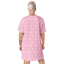 Product name: Recursia Modern Moiré I T-Shirt Dress In Pink. Keywords: Clothing, Print: Modern Moiré, T-Shirt Dress, Women's Clothing
