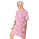 Product name: Recursia Modern Moiré I T-Shirt Dress In Pink. Keywords: Clothing, Print: Modern Moiré, T-Shirt Dress, Women's Clothing