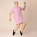 Product name: Recursia Modern Moiré I T-Shirt Dress In Pink. Keywords: Clothing, Print: Modern Moiré, T-Shirt Dress, Women's Clothing