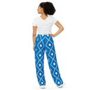 Product name: Recursia Modern Moiré I Women's Wide Leg Pants In Blue. Keywords: Print: Modern Moiré, Women's Wide Leg Pants
