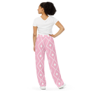 Product name: Recursia Modern Moiré I Women's Wide Leg Pants In Pink. Keywords: Print: Modern Moiré, Women's Wide Leg Pants