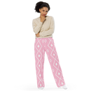 Product name: Recursia Modern Moiré I Women's Wide Leg Pants In Pink. Keywords: Print: Modern Moiré, Women's Wide Leg Pants