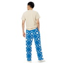 Product name: Recursia Modern Moiré Men's Wide Leg Pants In Blue. Keywords: Men's Clothing, Men's Wide Leg Pants, Print: Modern Moiré