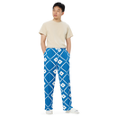 Product name: Recursia Modern Moiré Men's Wide Leg Pants In Blue. Keywords: Men's Clothing, Men's Wide Leg Pants, Print: Modern Moiré