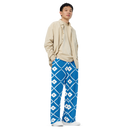 Product name: Recursia Modern Moiré Men's Wide Leg Pants In Blue. Keywords: Men's Clothing, Men's Wide Leg Pants, Print: Modern Moiré