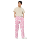 Product name: Recursia Modern Moiré Men's Wide Leg Pants In Pink. Keywords: Men's Clothing, Men's Wide Leg Pants, Print: Modern Moiré