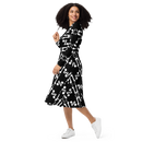 Product name: Recursia Modern Moiré VIII Long Sleeve Midi Dress. Keywords: Clothing, Long Sleeve Midi Dress, Print: Modern Moiré, Women's Clothing