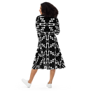 Product name: Recursia Modern Moiré VIII Long Sleeve Midi Dress. Keywords: Clothing, Long Sleeve Midi Dress, Print: Modern Moiré, Women's Clothing