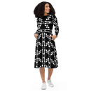 Product name: Recursia Modern Moiré VIII Long Sleeve Midi Dress. Keywords: Clothing, Long Sleeve Midi Dress, Print: Modern Moiré, Women's Clothing