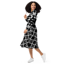 Product name: Recursia Modern Moiré VI Long Sleeve Midi Dress. Keywords: Clothing, Long Sleeve Midi Dress, Print: Modern Moiré, Women's Clothing