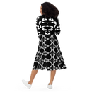 Product name: Recursia Modern Moiré VI Long Sleeve Midi Dress. Keywords: Clothing, Long Sleeve Midi Dress, Print: Modern Moiré, Women's Clothing
