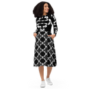 Product name: Recursia Modern Moiré VI Long Sleeve Midi Dress. Keywords: Clothing, Long Sleeve Midi Dress, Print: Modern Moiré, Women's Clothing