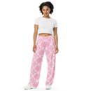 Product name: Recursia Modern Moiré VI Women's Wide Leg Pants In Pink. Keywords: Print: Modern Moiré, Women's Wide Leg Pants