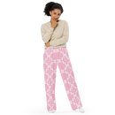Product name: Recursia Modern Moiré VI Women's Wide Leg Pants In Pink. Keywords: Print: Modern Moiré, Women's Wide Leg Pants