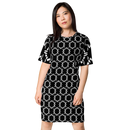 Product name: Recursia Modern Moiré V T-Shirt Dress. Keywords: Clothing, Print: Modern Moiré, T-Shirt Dress, Women's Clothing