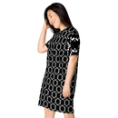 Product name: Recursia Modern Moiré V T-Shirt Dress. Keywords: Clothing, Print: Modern Moiré, T-Shirt Dress, Women's Clothing