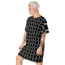 Product name: Recursia Modern Moiré V T-Shirt Dress. Keywords: Clothing, Print: Modern Moiré, T-Shirt Dress, Women's Clothing