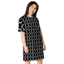 Product name: Recursia Modern Moiré V T-Shirt Dress. Keywords: Clothing, Print: Modern Moiré, T-Shirt Dress, Women's Clothing