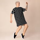 Product name: Recursia Modern Moiré V T-Shirt Dress. Keywords: Clothing, Print: Modern Moiré, T-Shirt Dress, Women's Clothing