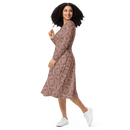 Product name: Recursia Pebblewave Long Sleeve Midi Dress In Pink. Keywords: Clothing, Long Sleeve Midi Dress, Print: Pebblewave , Women's Clothing