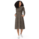 Product name: Recursia Pebblewave Long Sleeve Midi Dress. Keywords: Clothing, Long Sleeve Midi Dress, Print: Pebblewave , Women's Clothing