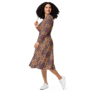 Product name: Recursia Philosophy's Abode Long Sleeve Midi Dress. Keywords: Clothing, Long Sleeve Midi Dress, Print: Philosophy's Abode, Women's Clothing