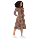 Product name: Recursia Philosophy's Abode Long Sleeve Midi Dress. Keywords: Clothing, Long Sleeve Midi Dress, Print: Philosophy's Abode, Women's Clothing