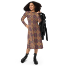 Product name: Recursia Philosophy's Abode Long Sleeve Midi Dress. Keywords: Clothing, Long Sleeve Midi Dress, Print: Philosophy's Abode, Women's Clothing