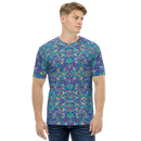 Product name: Recursia Rainbow Rose Men's Crew Neck T-Shirt. Keywords: Clothing, Men's Clothing, Men's Crew Neck T-Shirt, Men's Tops, Print: Rainbow Rose