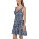 Product name: Recursia Rainbow Rose Skater Dress In Blue. Keywords: Clothing, Print: Rainbow Rose, Skater Dress, Women's Clothing