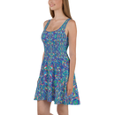 Product name: Recursia Rainbow Rose Skater Dress. Keywords: Clothing, Print: Rainbow Rose, Skater Dress, Women's Clothing