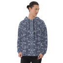 Product name: Recursia Rainbow Rose Men's Hoodie In Blue. Keywords: Athlesisure Wear, Clothing, Men's Athlesisure, Men's Clothing, Men's Hoodie, Men's Tops, Print: Rainbow Rose