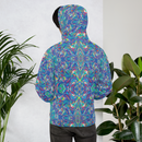 Product name: Recursia Rainbow Rose Men's Hoodie. Keywords: Athlesisure Wear, Clothing, Men's Athlesisure, Men's Clothing, Men's Hoodie, Men's Tops, Print: Rainbow Rose